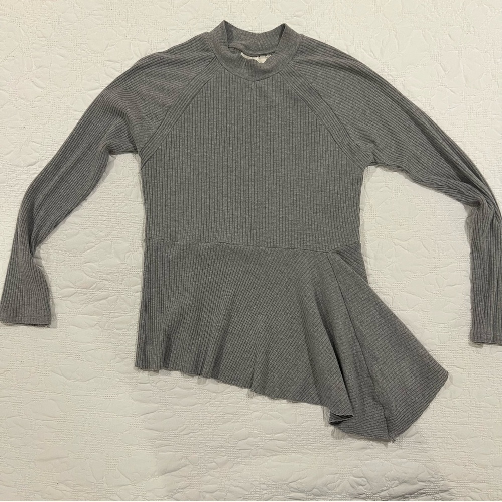 Anthropologie Maeve Corinne Gray Asymmetrical Long Sleeve Small Petite - Picture 3 of 10